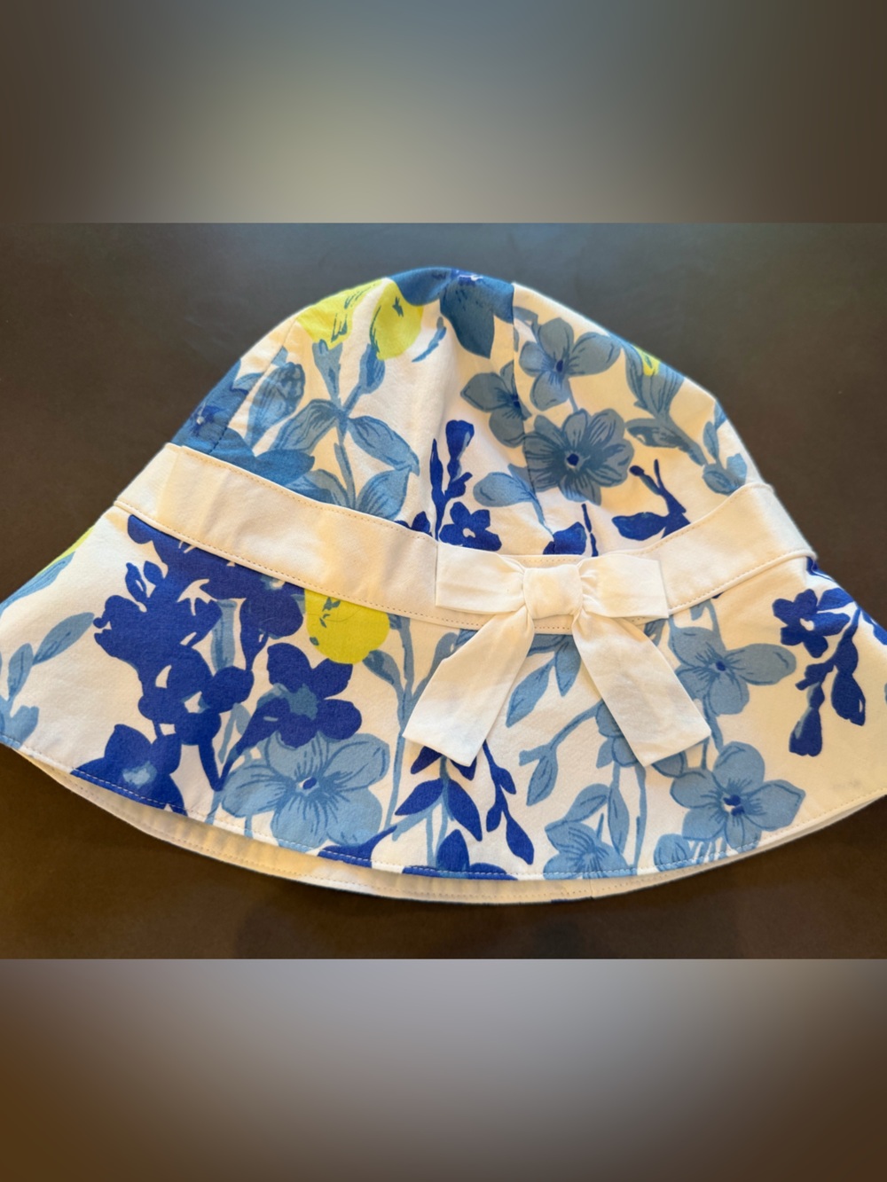 Janie and Jack Blue Floral Sun Hat with White Bow